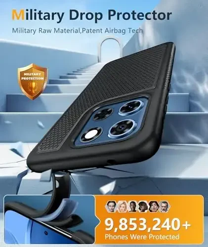 FNTCASE for Moto G-Stylus 2025 Case: Dual Layer Military Grade Protective Heavy Duty Cell Phone Cover with Screen Protector Shockproof Rugged with Non Slip Textured - 6.7 inch (Black) - 4