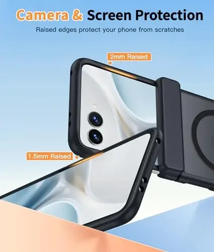 FNTCASE for Motorola Razr 2026/2025 Case, Fit for Magsafe, Hinge Protection | Screen Protector, Translucent Matte Magnetic Back, 18FT Military Grade Drop Proof, Protective Phone Cover, Black - 6