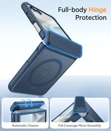 FNTCASE for Motorola Razr 2026/2025 Case, Fit for Magsafe, Hinge Protection | Screen Protector, Translucent Matte Magnetic Back, 18FT Military Grade Drop Proof, Protective Phone Cover, Blue - 2