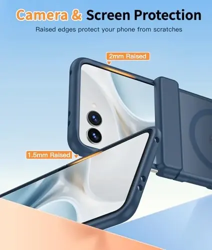 FNTCASE for Motorola Razr 2026/2025 Case, Fit for Magsafe, Hinge Protection | Screen Protector, Translucent Matte Magnetic Back, 18FT Military Grade Drop Proof, Protective Phone Cover, Blue - 6