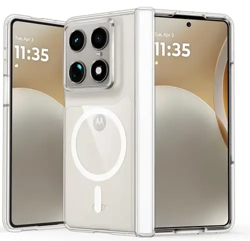 Motorola Razr Fold Case uchun FNTCASE: [Ilmoq Himoyasi] Sarg'ayishga qarshi Shaffof Telefon G'ilofi [Magsafe uchun mos] Harbiy Darajadagi Zarbaga Chidamli Himoya G'iloflari 