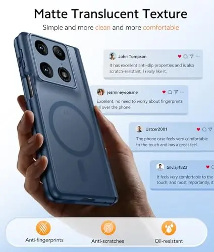 FNTCASE for Motorola Razr Fold Case, Fit for Magsafe, Hinge Protection Blue | Translucent Matte, 18FT Military Grade Drop Proof, Protective Phone Cover, Blue - 6