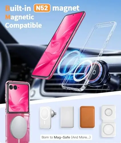 Motorola Razr Plus 2025/2024 uchun FNTCASE g'ilofi: Magnitli Moto Razr Plus 2025/2024 uchun shaffof, harbiy darajadagi tushishdan himoya qiluvchi, sarg'ayishga qarshi, mustahkam va himoyalovchi bamperli mobil telefon g'ilofi - 3