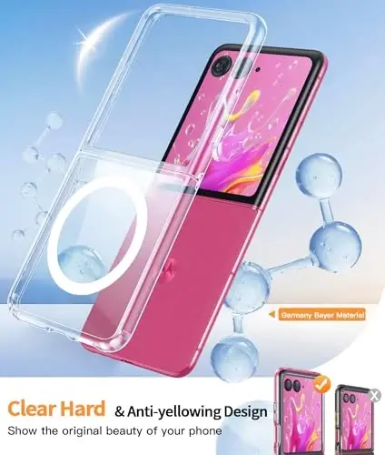 Motorola Razr-Ultra-2025 için FNTCASE Manyetik Kılıf: Hafif Askeri Sınıf Düşme Koruması, Sararmaz Cep Telefonu Kılıfı, Esnek, Dayanıklı, Darbeye Dayanıklı TPU Kristal (Şeffaf) - 4
