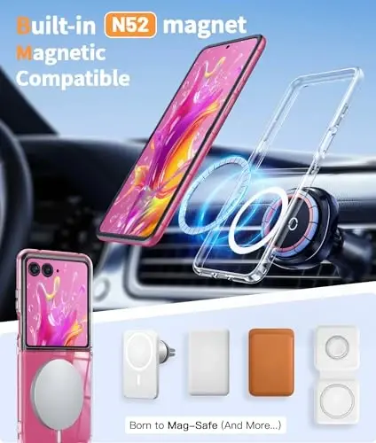 Motorola Razr-Ultra-2025 uchun FNTCASE magnitli g'ilof: Yengil, harbiy darajadagi tushishdan himoya, sarg'aymaydigan, egiluvchan, bardoshli, zarbaga chidamli, tiniq TPU telefon g'ilofi (Shaffof) - 3