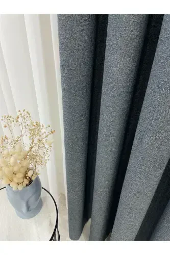Mottled Grey Linen Look 1/3 Dense Pleated Curtain - Mottled Grey - 3