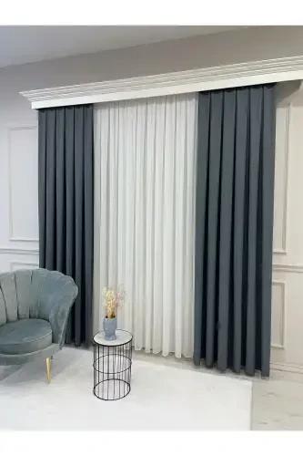 Mottled Grey Linen Look 1/3 Dense Pleated Curtain - Mottled Grey - 5
