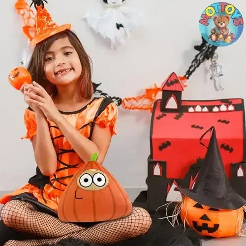 MOTTOYS Alieyn Soft Plush - 8,5 inch/22 cm. Stuffed Toy - Emotion Doll - Toys for Fans - Game and Different Emotional Pillow - Fun App Plushies - Present for Kids and Adults (Pumpkin Pu) - 4