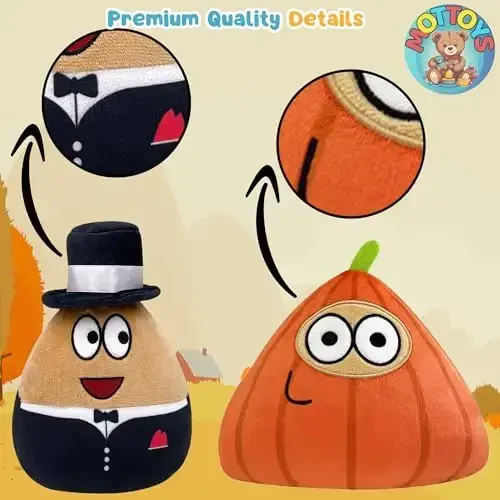 MOTTOYS Alieyn Soft Plush - 8,5 inch/22 cm. Stuffed Toy - Emotion Doll - Toys for Fans - Game and Different Emotional Pillow - Fun App Plushies - Present for Kids and Adults (Suit and Pumpkin Pu) - 3