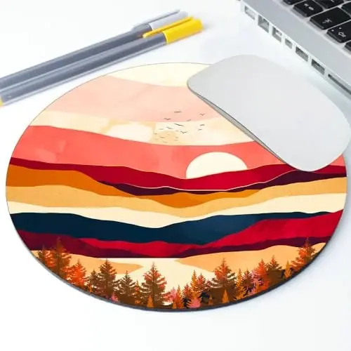 Mountain and Moon Round Mouse pad Moslashtirilgan sichqoncha kompyuterlar noutbuklar ofis stol aksessuarlari uchun sirpanmaydigan kauchuk taglik sichqoncha yostig'i - GOODSPROUT (1)