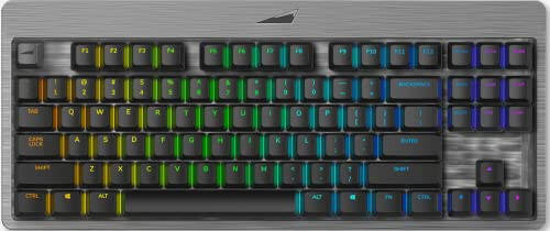 Mountain Everest Core Mechanical Gaming Keyboard - USB Hub - Cherry MX Hot-Swappable Switches - RGB Backlit (Gunmetal Gray, Red - Linear & Quiet) - 2