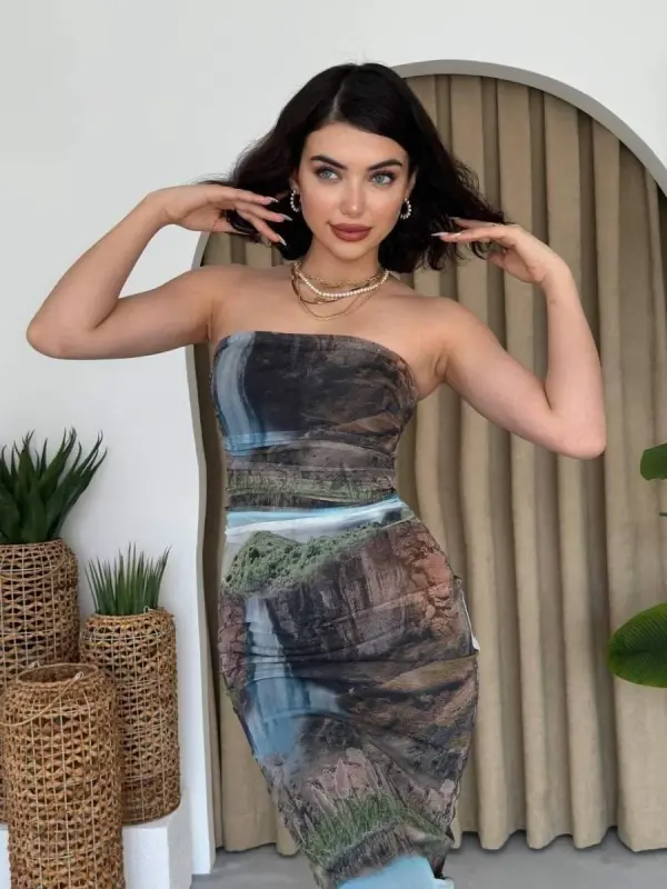 Mountain Strapless Tulle Dress - 1