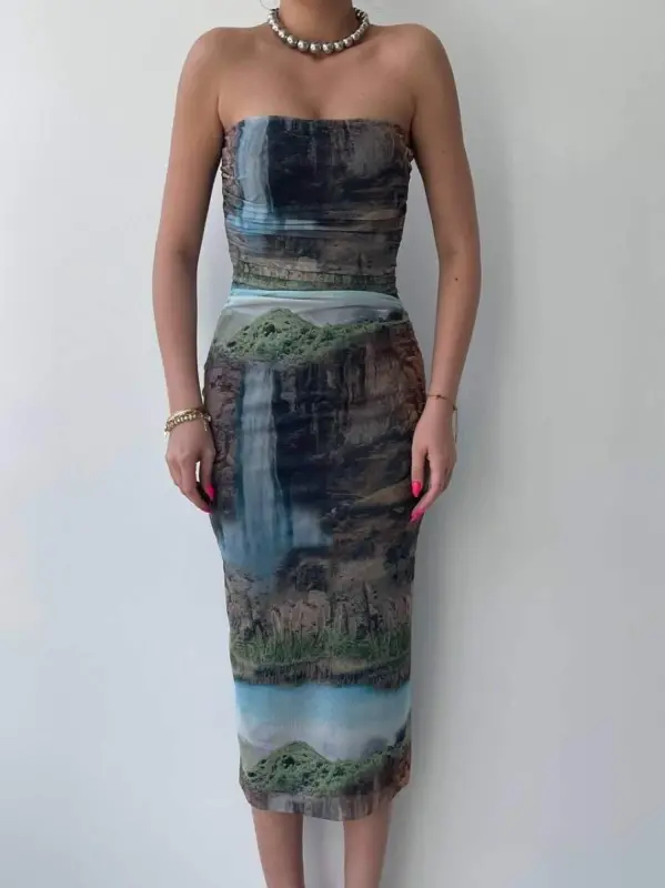 Mountain Strapless Tulle Dress - 2