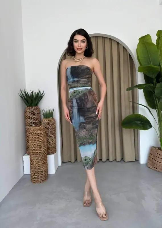 Mountain Strapless Tulle Dress - 3