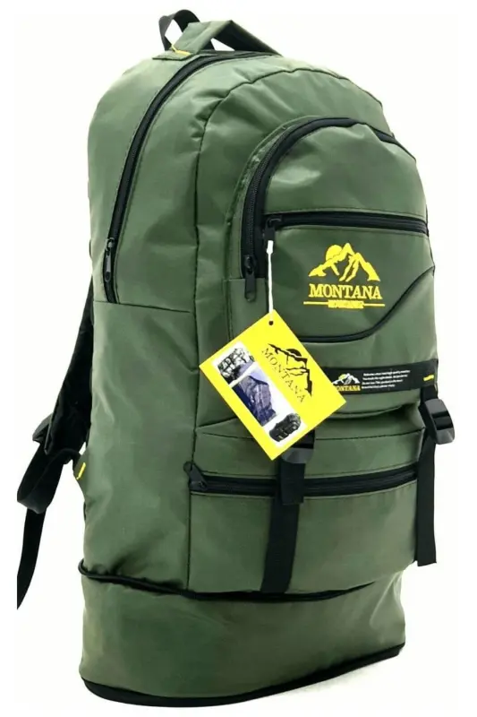 Mountainer 55+10 Liter Bellowed Black Waterproof Multi-Compartment Travel-Mountaineering-Camper Backpack-Green - 1
