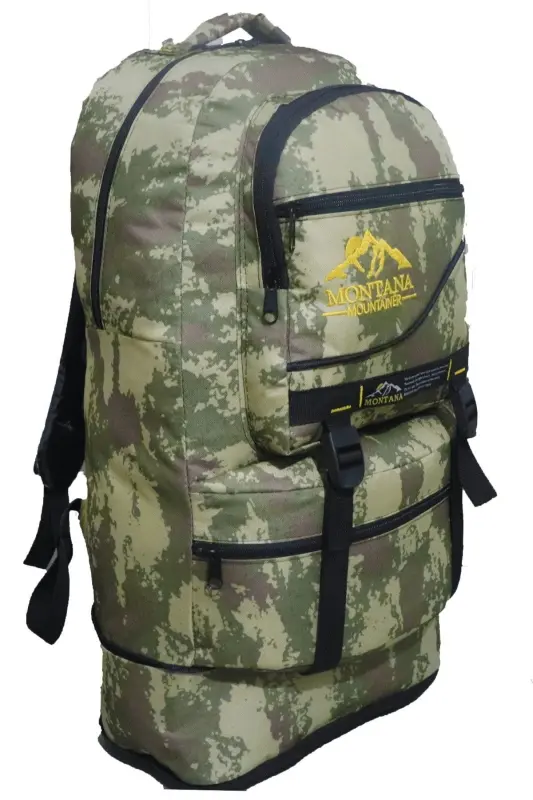 Mountainer 55+10 Litre Bellowed Black Waterproof Multi-Pocket Travel-Mountaineering-Camper Backpack-Camouflage - 1