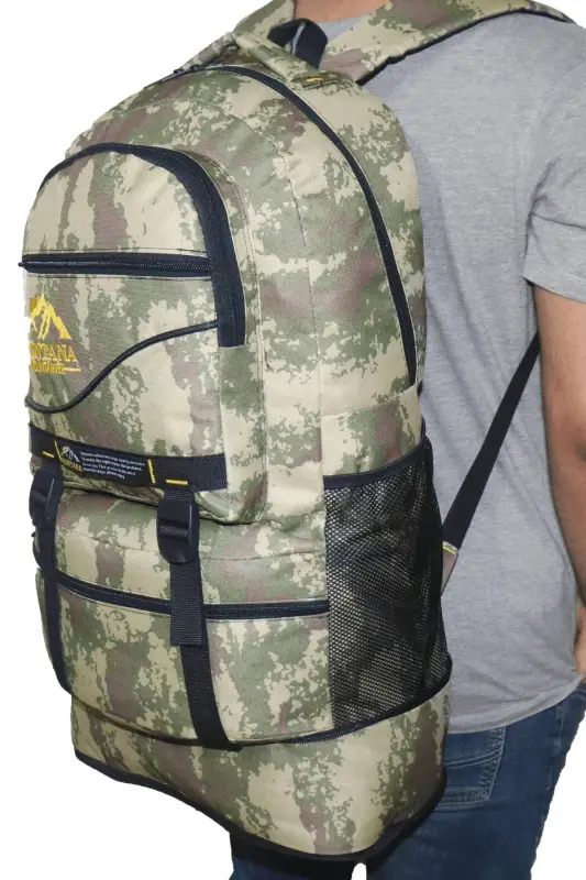 Mountainer 55+10 Litre Bellowed Black Waterproof Multi-Pocket Travel-Mountaineering-Camper Backpack-Camouflage - 4
