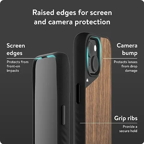 Mous Case for iPhone 15 MagSafe Compatible - Limitless 5.0 - Walnut - Protective iPhone 15 Case - Shockproof Phone Cover - 4