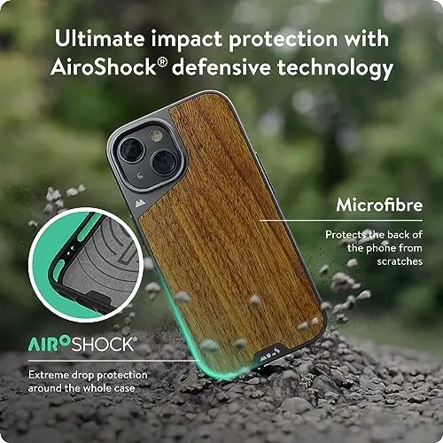 Mous Case for iPhone 15 MagSafe Compatible - Limitless 5.0 - Walnut - Protective iPhone 15 Case - Shockproof Phone Cover - 3