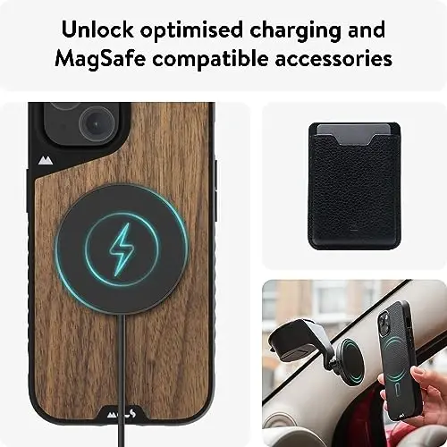 Mous Case for iPhone 15 MagSafe Compatible - Limitless 5.0 - Walnut - Protective iPhone 15 Case - Shockproof Phone Cover - 5