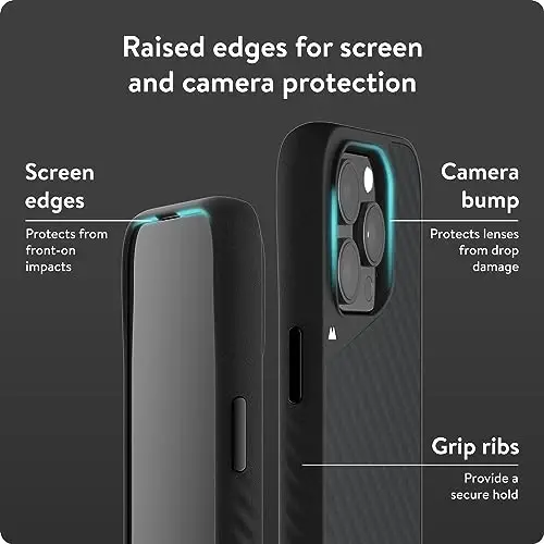 Mous Case for iPhone 15 Pro MagSafe Compatible - Limitless 5.0 - Carbon Fiber - Protective iPhone 15 Pro Case - Shockproof Phone Cover - 4