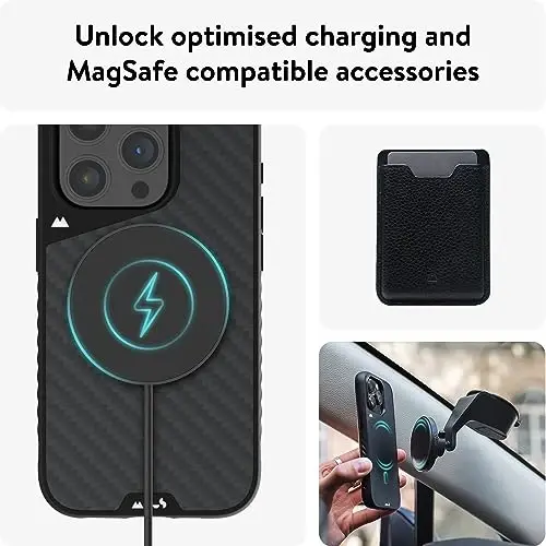 Mous Case for iPhone 15 Pro MagSafe Compatible - Limitless 5.0 - Carbon Fiber - Protective iPhone 15 Pro Case - Shockproof Phone Cover - 5