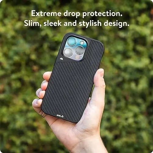 Mous Case for iPhone 15 Pro MagSafe Compatible - Limitless 5.0 - Carbon Fiber - Protective iPhone 15 Pro Case - Shockproof Phone Cover - 2
