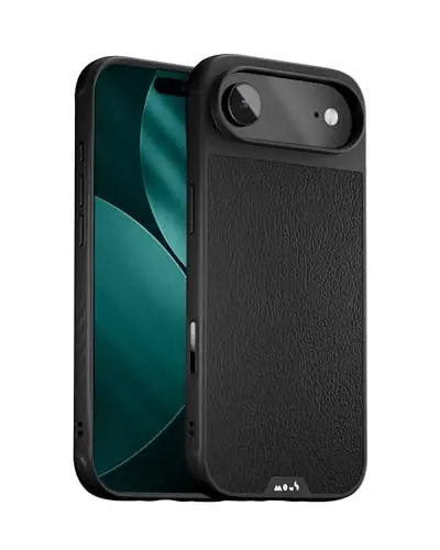 Mous for iPhone Air Case, Compatible with MagSafe - Limitless - Protective Black Leather Cover for iPhone Air - Shockproof, Full Camera Protection, Anti-Scratch Back, Black 