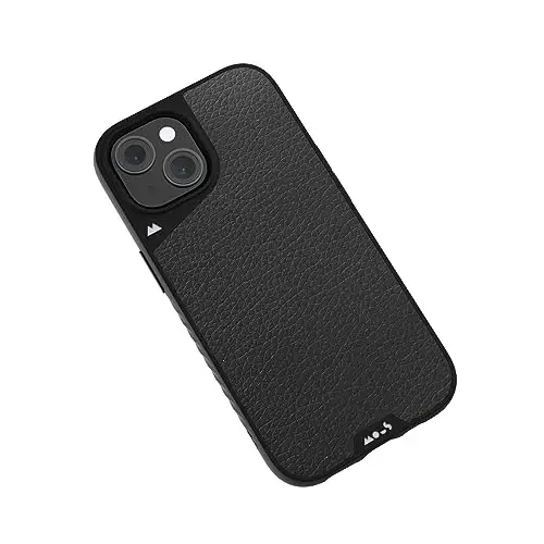 Mous for iPhone 15 Case MagSafe Compatible - Limitless 5.0 - Black Leather - Protective iPhone 15 Case - Shockproof Phone Cover 