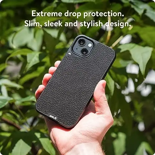 Mous for iPhone 15 Case MagSafe Compatible - Limitless 5.0 - Black Leather - Protective iPhone 15 Case - Shockproof Phone Cover - 2