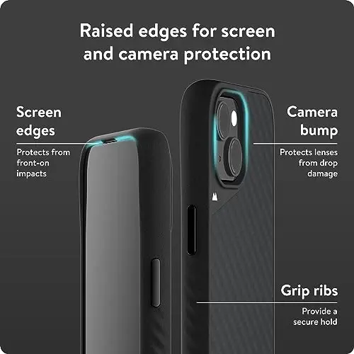 Mous for iPhone 15 Plus Case MagSafe Compatible - Limitless 5.0 - Carbon Fiber - Protective iPhone 15 Plus Case - Shockproof Phone Cover - 4