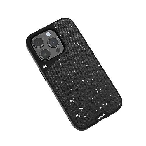 Mous for iPhone 15 Pro Case MagSafe Compatible - Limitless 5.0 - Speckled Black Fabric - Protective iPhone 15 Pro Case - Shockproof Phone Cover - 1