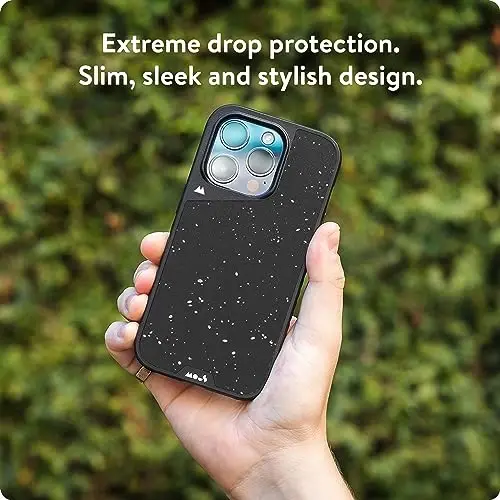 Mous for iPhone 15 Pro Case MagSafe Compatible - Limitless 5.0 - Speckled Black Fabric - Protective iPhone 15 Pro Case - Shockproof Phone Cover - 2