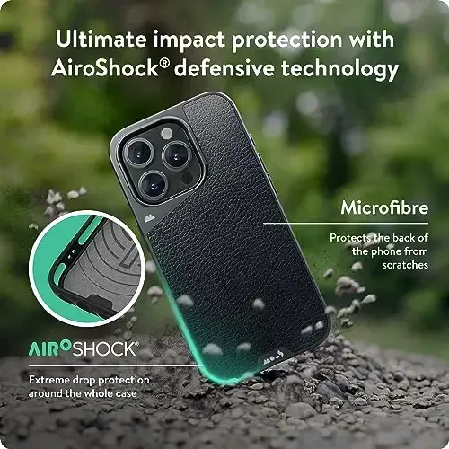 Mous for iPhone 15 Pro Max Case MagSafe Compatible - Limitless 5.0 - Black Leather - Protective iPhone 15 Pro Max Case - Shockproof Phone Cover - 3