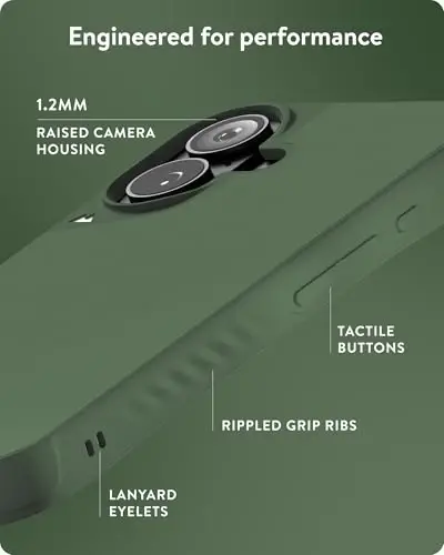Mous for iPhone 16 Case MagSafe Compatible with Camera Control Button- Limitless 6.0 - Green - Protective Shockproof Phone Cover - 5