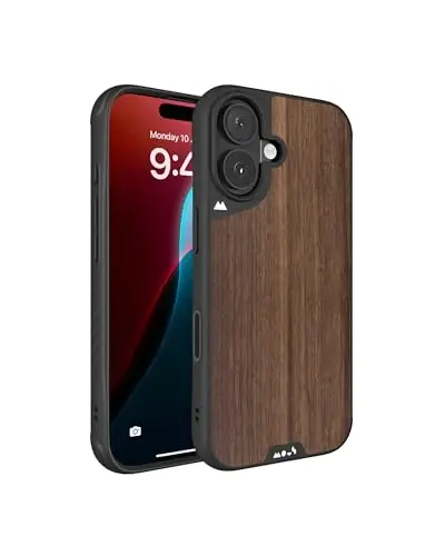 Mous for iPhone 16 Case MagSafe Compatible with Camera Control Button- Limitless 6.0 - Walnut - Protective Shockproof Phone Cover - 1