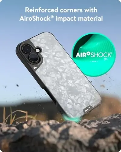 Mous for iPhone 16 Plus Case MagSafe Compatible - Limitless 6.0 - Silver Pearl - Protective Shockproof Phone Cover - 3