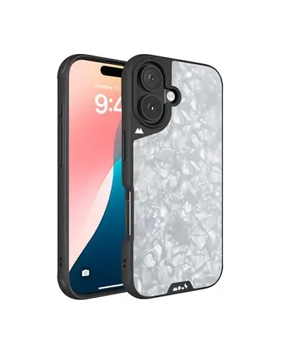 Mous for iPhone 16 Plus Case MagSafe Compatible - Limitless 6.0 - Silver Pearl - Protective Shockproof Phone Cover - 1
