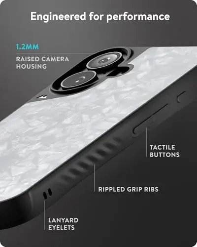 Mous for iPhone 16 Plus Case MagSafe Compatible - Limitless 6.0 - Silver Pearl - Protective Shockproof Phone Cover - 5