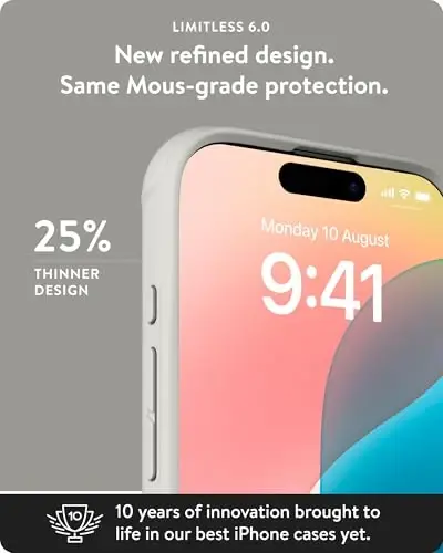 Mous for iPhone 16 Plus Case MagSafe Compatible - Limitless 6.0 - Stone - Protective Shockproof Phone Cover - MOUS (1)