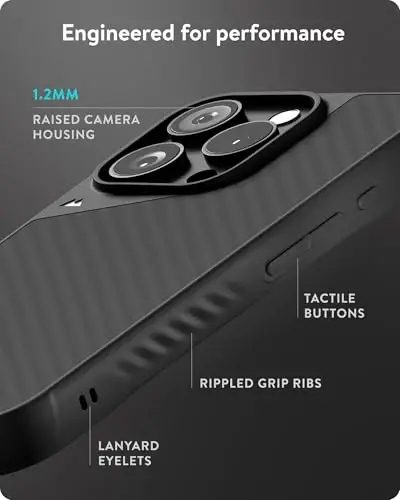 Mous for iPhone 16 Pro Max Case MagSafe Compatible with Camera Control Button- Limitless 6.0 - Carbon Fibre - Protective Shockproof Phone Cover - 5