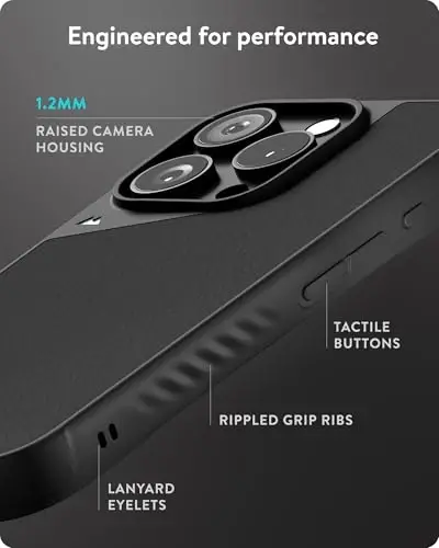 Mous for iPhone 16 Pro Max Case MagSafe Compatible - Limitless 6.0 - Black Leather - Protective Shockproof Phone Cover - 5