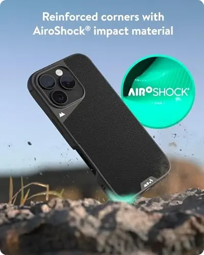 Mous for iPhone 16 Pro Max Case MagSafe Compatible - Limitless 6.0 - Black Leather - Protective Shockproof Phone Cover - 3