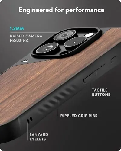 Mous for iPhone 16 Pro Max Case MagSafe Compatible - Limitless 6.0 - Walnut - Protective Shockproof Phone Cover - 5