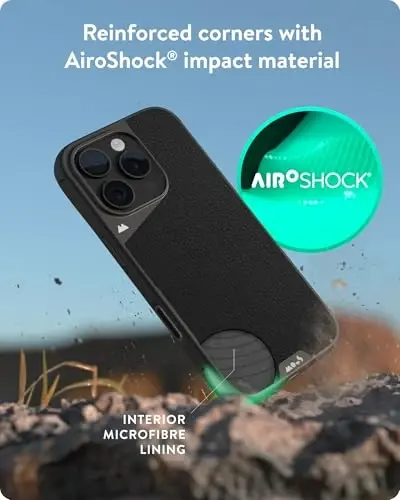 Mous for iPhone 16 Pro Max Case MagSafe Compatible with Camera Control Button- Limitless 6.0 - Black Leather - Protective Shockproof Phone Cover - 3