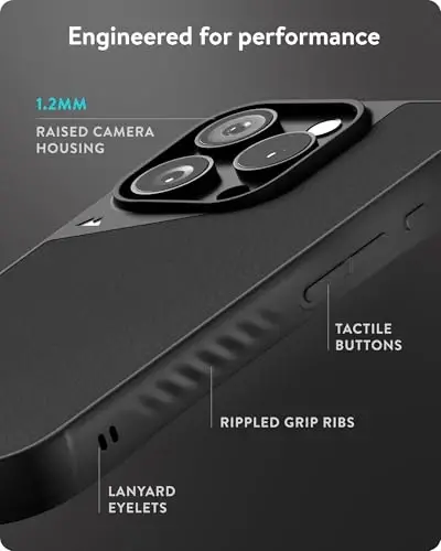 Mous for iPhone 16 Pro Max Case MagSafe Compatible with Camera Control Button- Limitless 6.0 - Black Leather - Protective Shockproof Phone Cover - 5