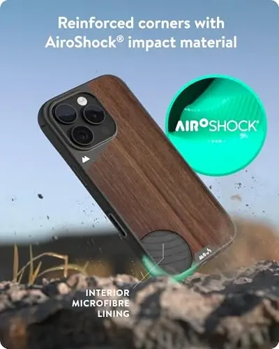 Mous for iPhone 16 Pro Max Case MagSafe Compatible with Camera Control Button- Limitless 6.0 - Walnut - Protective Shockproof Phone Cover - 3