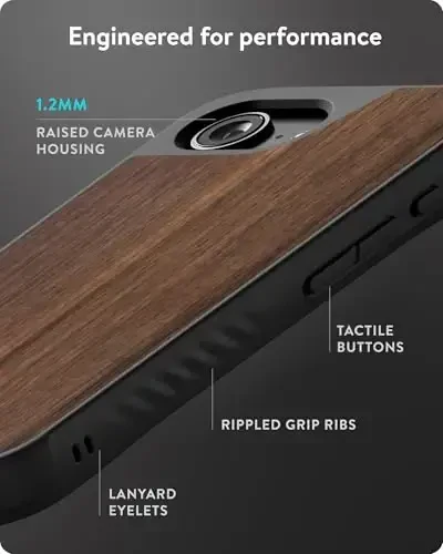 Mous for iPhone 16e Case 2025 MagSafe Compatible - Limitless 6.0 - Walnut - Protective Shockproof Phone Cover - 5