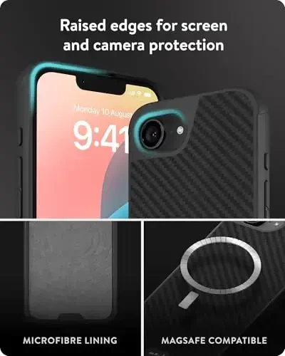 Mous for iPhone 16e Case 2025 MagSafe Compatible - Limitless 6.0 - Aramid Carbon Fibre- Protective Shockproof Phone Cover - 4