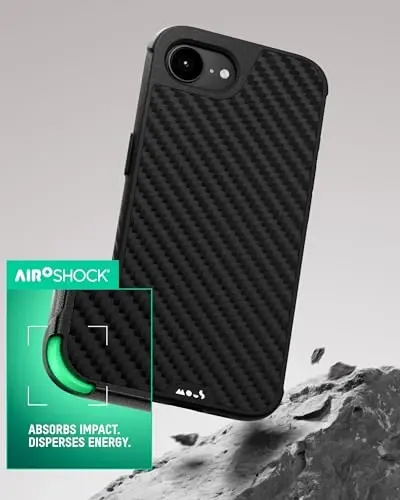 Mous for iPhone 16e Case 2025 MagSafe Compatible - Limitless 6.0 - Aramid Carbon Fibre- Protective Shockproof Phone Cover - 2
